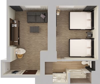 Room (2 Double Beds & Sofa bed, High Floor)